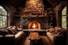 Rustic Stone Fireplace
