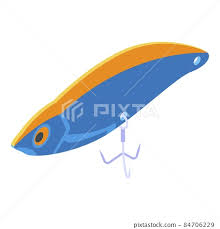 Hook Fish Lure Icon Isometric Style