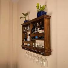 Solid Wood Wall Mounted Bar Cabinet For