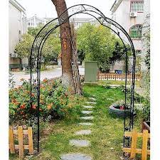 Afoxsos 98 4 In H Black Metal Garden Arch With 8 Styles Garden Arbor Trellis Climbing Plants Support Outdoor Wedding Arch Blacks