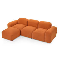 94 5 Minimalist Diy L Shaped Square Arm Reversible Sherpa Fabric Sofa Couch Convertible Modular Sectional Sofa Orange