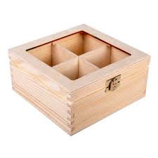 Wooden Box For Tea With Glass 16x16x8