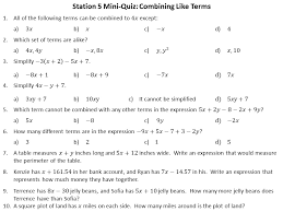 Combining Like Terms Stations