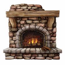 A Drawing Of A Fireplace With A Fire In