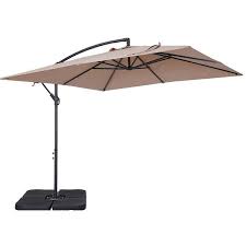 8 3 Ft Steel Cantilever Umbrella Tilt Patio Umbrella In Beige With Base
