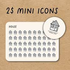 House Mini Icon Stickers For Planner