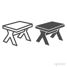 Wooden Table Line And Solid Icon