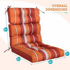 Eagle Peak 44 In L X 22 In W X 4 In H Outdoor Indoor High Back Patio Chair Cushion Set Of 2 Red Stripes