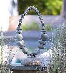 River Stone Oval Garden Sculpture On
