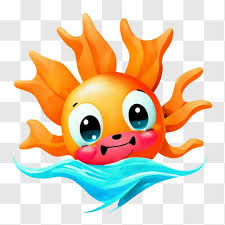 Cheerful Cartoon Sun Swimming