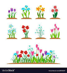 Spring Garden Flowers Icon Set Forest