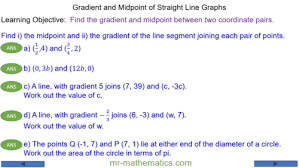 Gradient And Midpoint Of Line Segments