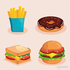 Fast Food Symbol Set Design Of Eat