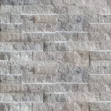Silver Travertine Stacked Stone Wall