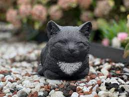 Black Cat Statue Sleeping Cat Figurine