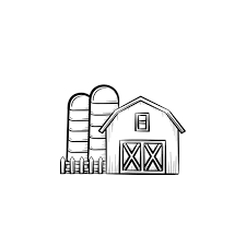 Vector Hand Drawn Farm Shed Outline