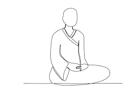 A Buddhist Monk Sits Praying Monk
