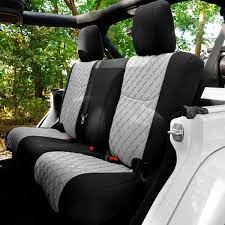 Fh Group Neoprene Custom Seat Covers For 2007 2018 Jeep Wrangler Jk 4dr Full Set Gray
