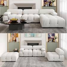 104 In Flared Arm 4 Piece Velvet L Shaped Sectional Sofa In Beige
