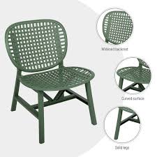 Green 3 Piece Hollow Design Plastic Patio Rectangle Table And Chair Set All Weather Outdoor Bistro Set Conversation Set