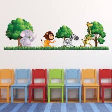 Jungle Animals Green Trees Wall Decal