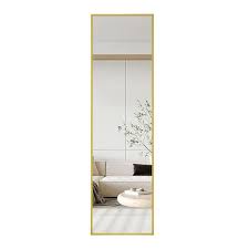 15 7 In W X 59 In H Rectangle Aluminium Alloy Full Length Framed Gold Floor Mounted Mirror Wall Mounted Mirror