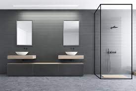 Bathroom With Grey Cabinets Top Grey