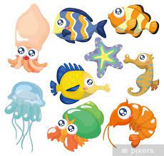 Poster Cartoon Fish Collection Icon
