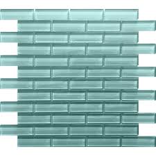 1x3 Aqua Blue Brick Glass Mosaic Tile