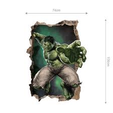 3d Effect Avengers Hulk Superhero Wall