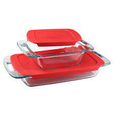 Glass Bakeware Set With Red Lids