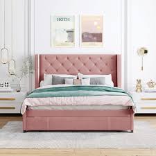Platform Bed With Wingback Headboard