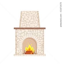 Fireplace With Long Chimney Paved In