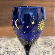 Libbey Cobalt Blue Celestial Sun Moon