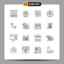 Mobile Interface Outline Set Of 16