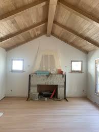 vaulted white oak ceiling to stain or