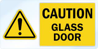 Caution Glass Door Decal Signs Sku Lb