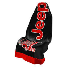 Red Seat Cover With Jeep Wrangler Logo