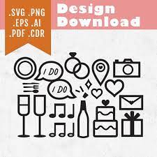 Simple Wedding Icons Svg Design Instant