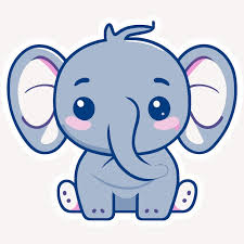 Cute Baby Elephant Hand Drawn Cartoon