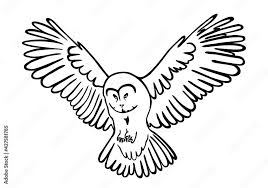 Vector Black Flying Owl Bird Stencil