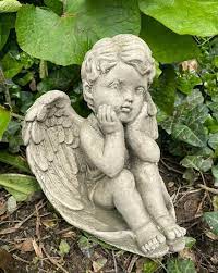 Lovely Cherub Stone Statue