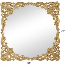 Framed Gold Fl Wall Mirror