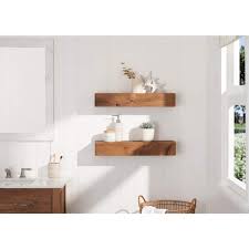 Drakestone Designs Shelves Walnut Walnut Farmhouse Floating Shelf Set Of Two