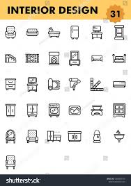 Home Decoration Icons Set In Black Outline