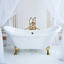Acrylic Double Slipper Clawfoot Bathtub