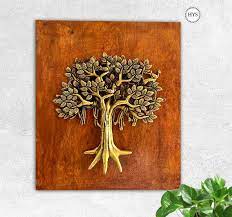 Brass Tree Of Life Wall Hanging Framed