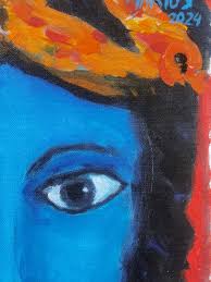 Striking Portrait Of Krishna Blue Skin