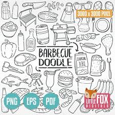 Bbq Barbecue Doodle Icons Clipart