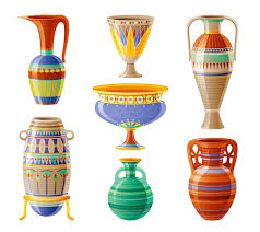 Egyptian Crockery Icon Set Vase Pot
